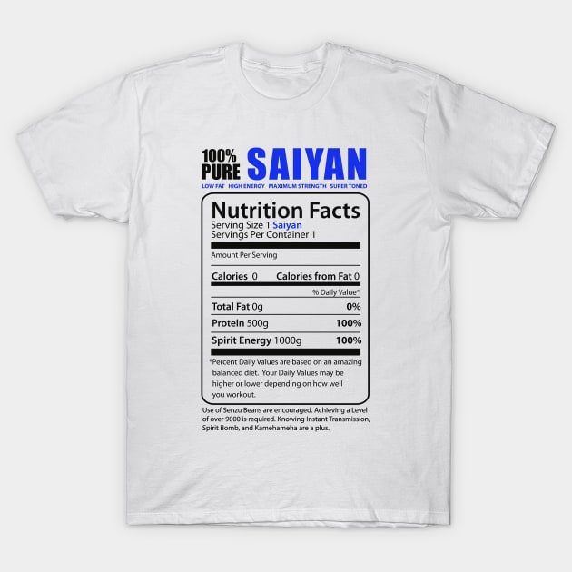 100% Pure Saiyan - Blue T-Shirt by hybridgothica